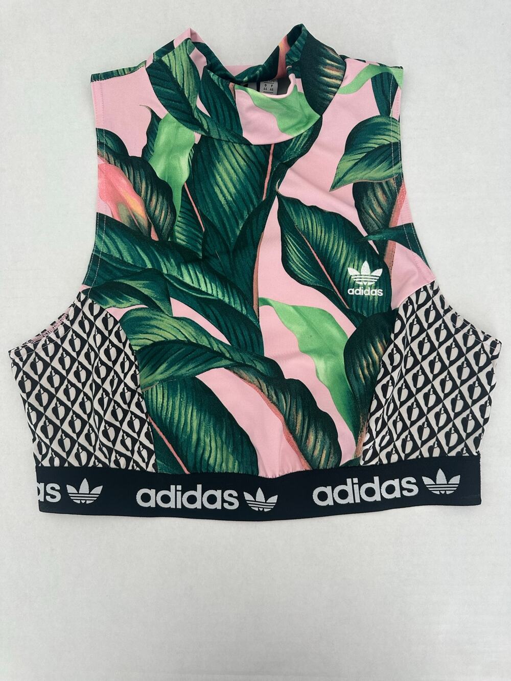 Adidas Originals x The FARM Company Tropical Palm Leaf Crop Top Bra Size L